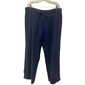 Tommy Bahama Women’s Navy Blue 100% Linen Wide Leg Pants Size 16